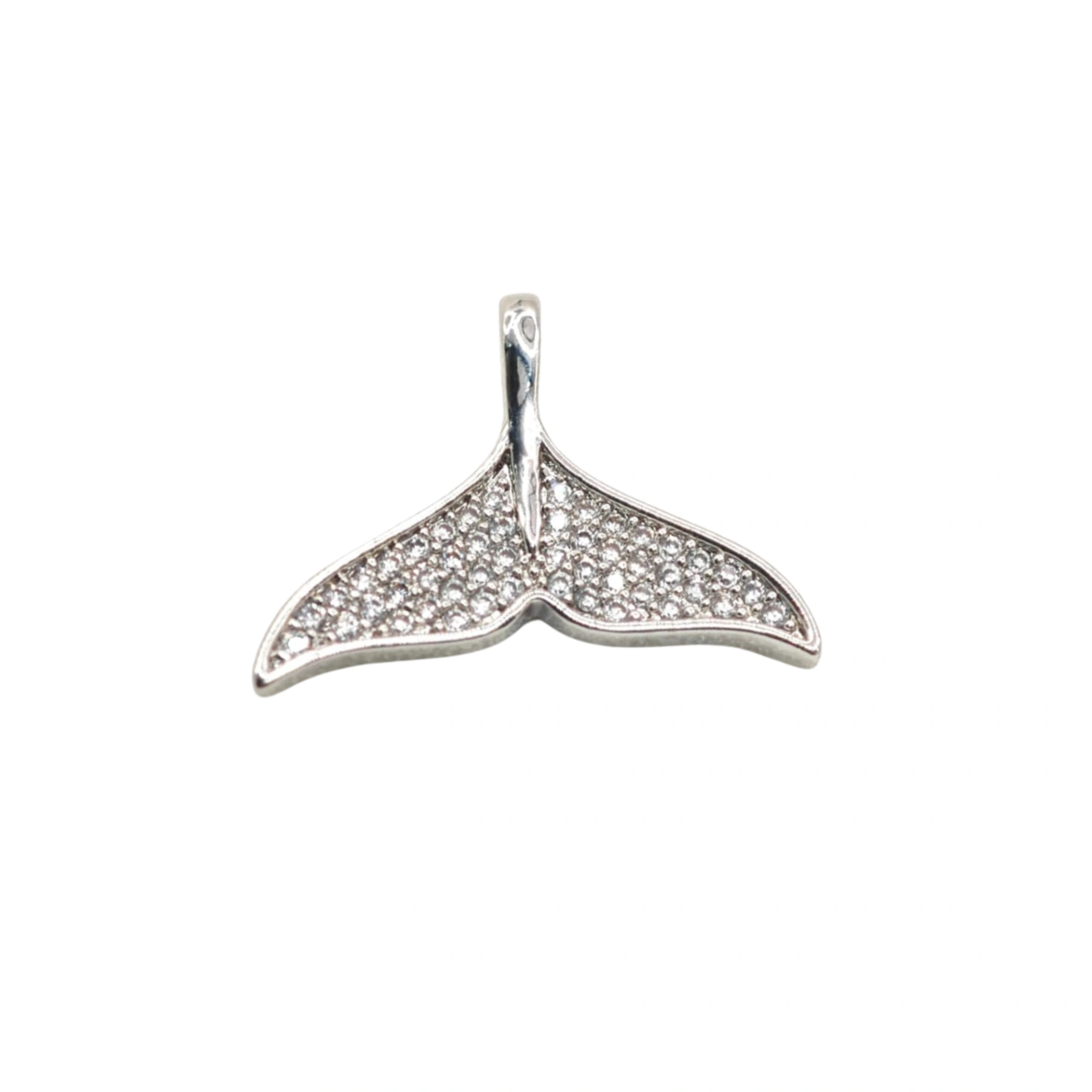 Colgante cola de ballena plateada con circones CM69 COLA RLS