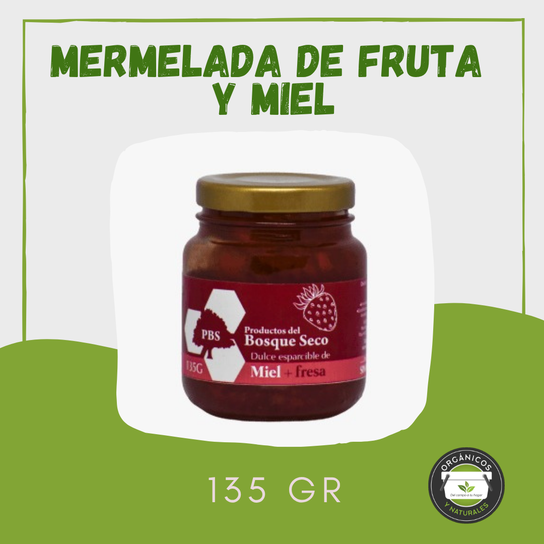 Mermelada Artesanal de Fruta endulzada con Miel x 135g