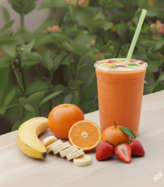 NARANJA, MANDARINA Y FRESA