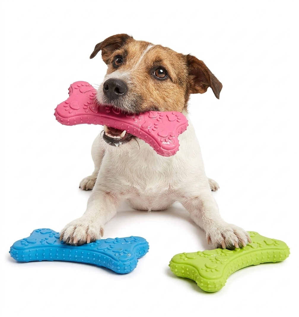 Juguete chillon en forma de hueso