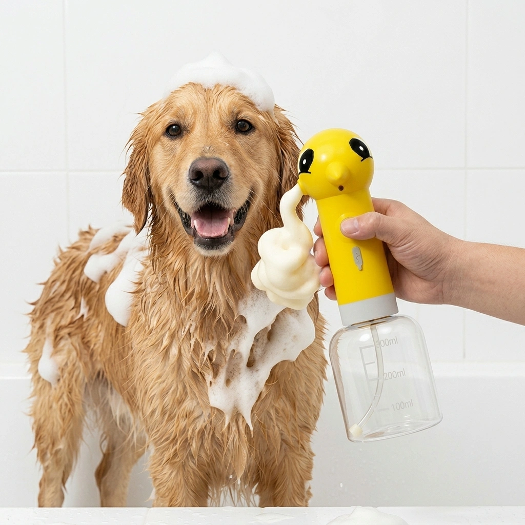 Dispensador eléctrico automático de jabón y champú para perro