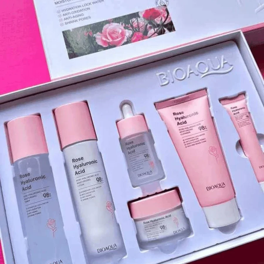 KIT FACIAL DE ACIDO HIALURONICO ROSE bioaqua