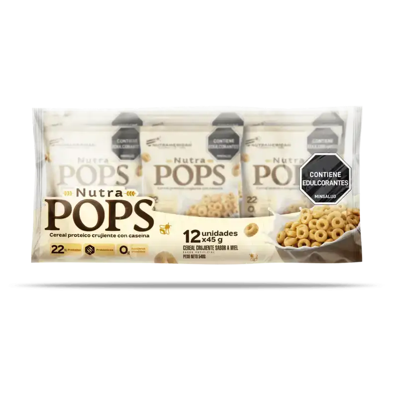 Nutra Pops Pack 12 unidades | Cereal proteico crujiente con caseína
