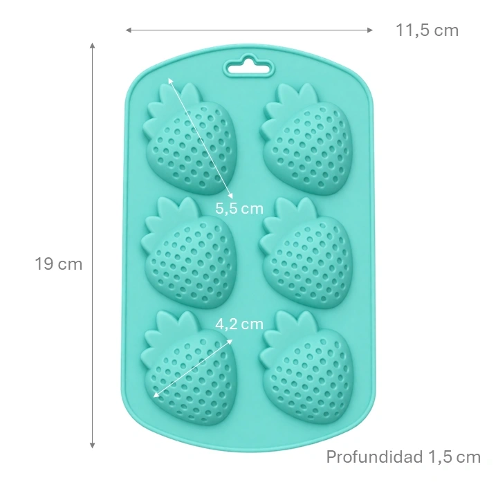 Molde De Silicona Fresas x 6 cav Ref. MH-012