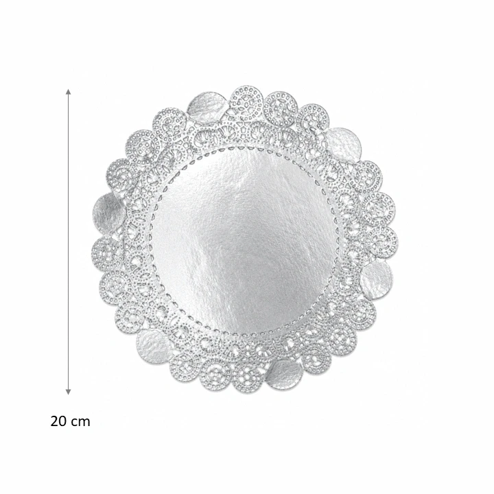 Blonda de Papel Calada Plateada 20 cm