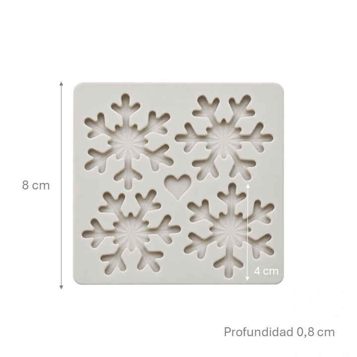 Molde De Silicona Copos De Nieve x4 cav Ref. ORQ4224