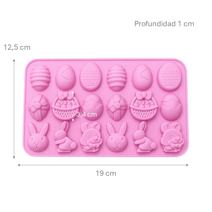 Molde de Silicona Conejos Y Huevos x18 cav Ref. SCCM036