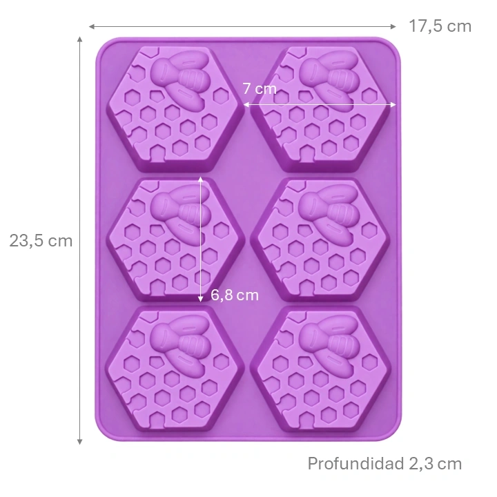 Molde Silicona Panal Y Abeja Hexagonal x6 cav Ref. SCM18