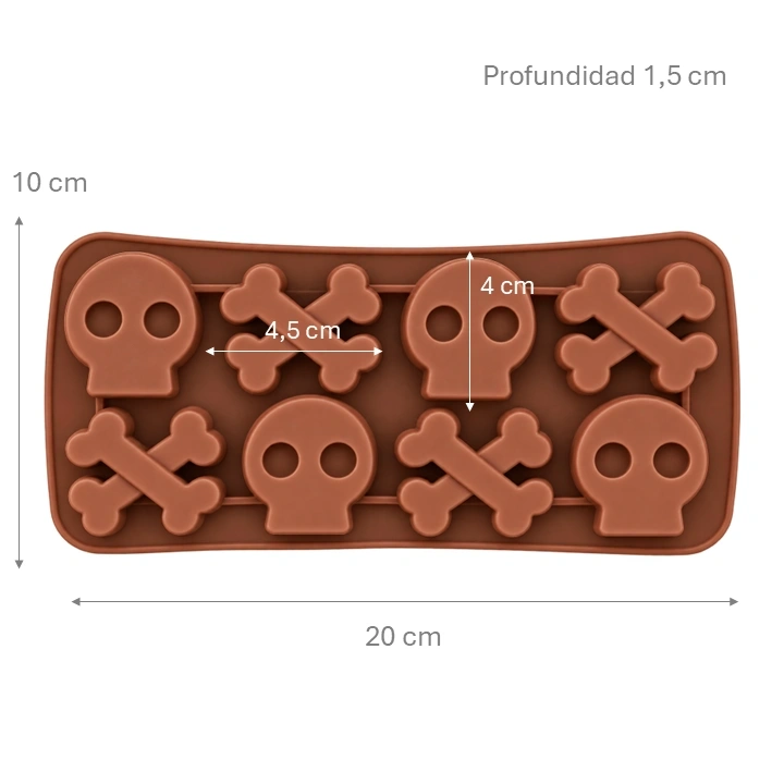 Molde Silicona Calaveras Y Huesos Planos Ref. COLR39-19