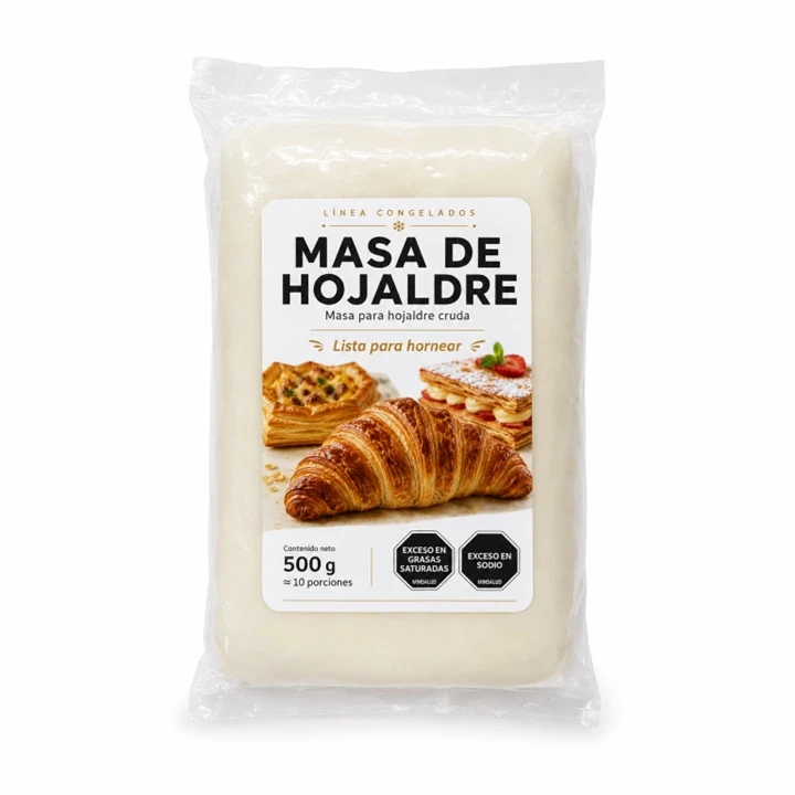 Masa de Hojaldre Cruda Congelada Lista para Hornear 500 g