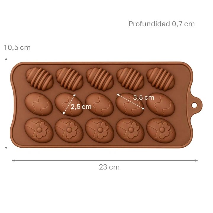 Molde de Silicona Huevos De Pascua x15 cav Ref. ORQ1164