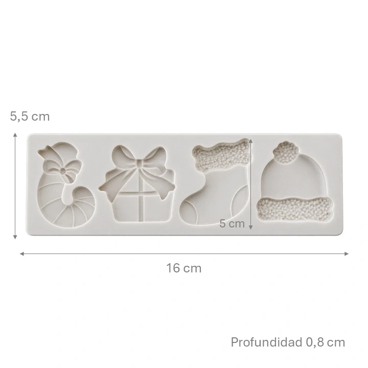 Molde De Silicona Navideño Surtido x4 cav Ref. ORQ1489