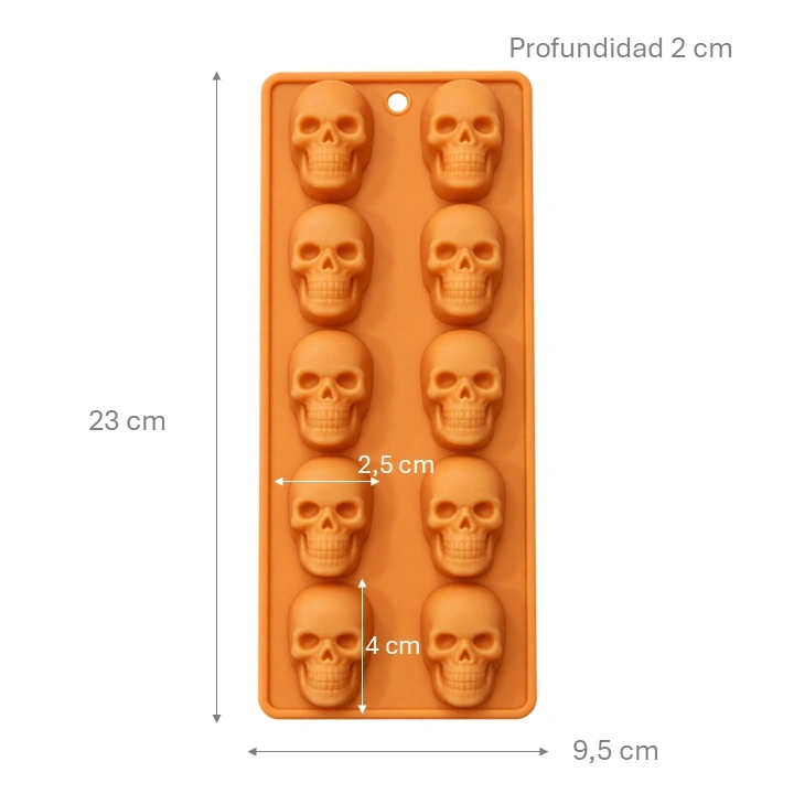 Molde De Silicona Calaveras 3D x 10 cav Ref. YH-1130