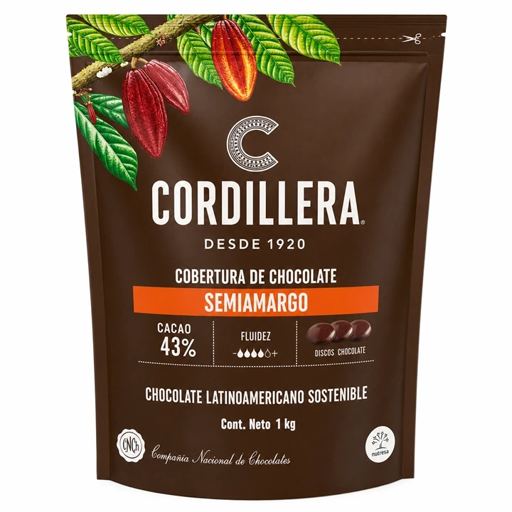 Chocolate Real Semiamargo 43% Cacao Cordillera x 1 kg