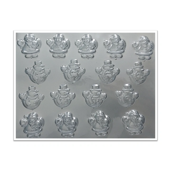 Molde de acetato Set papa Noel y muneco de nieve x17cav