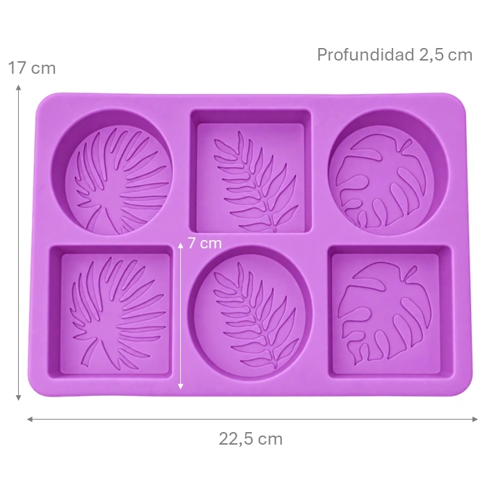 Molde Silicona Figuras Geométricas con Relieve de Hojas x 6 cav Ref. SICM27