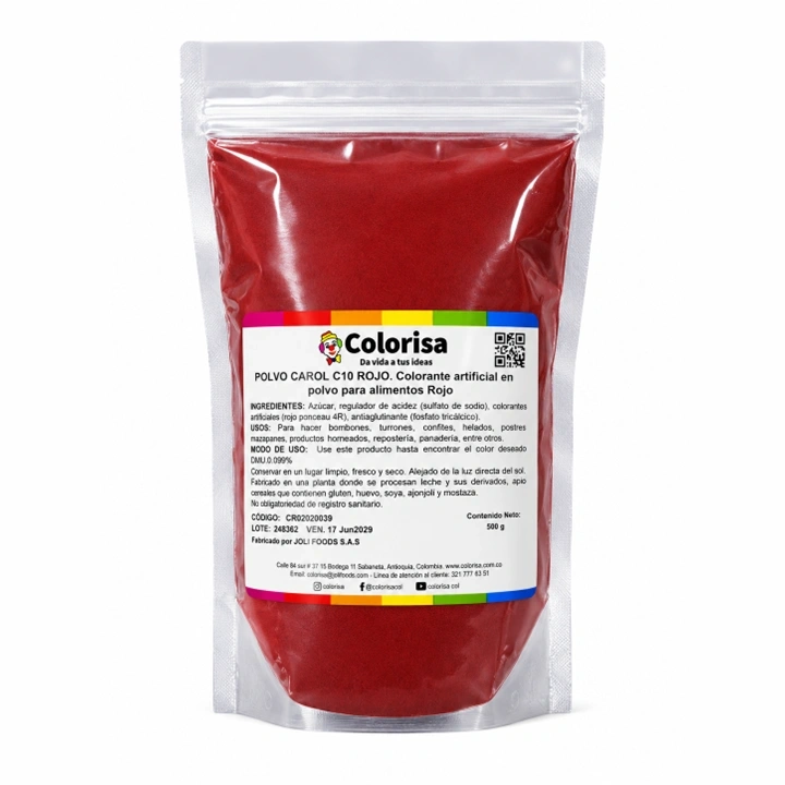 Polvo Carol C10 Rojo Colorisa x 500 g