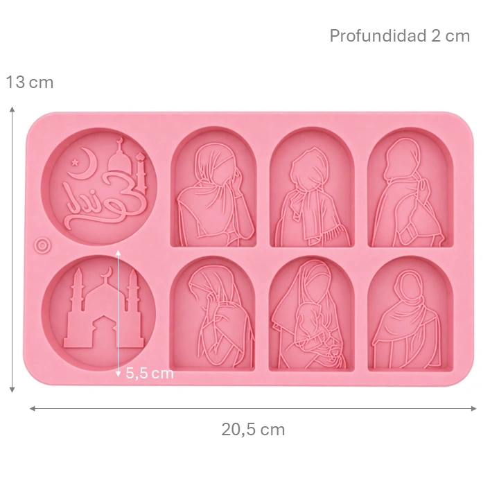 Molde Silicona con Relieve de Siluetas x8 cav Ref. MH-010
