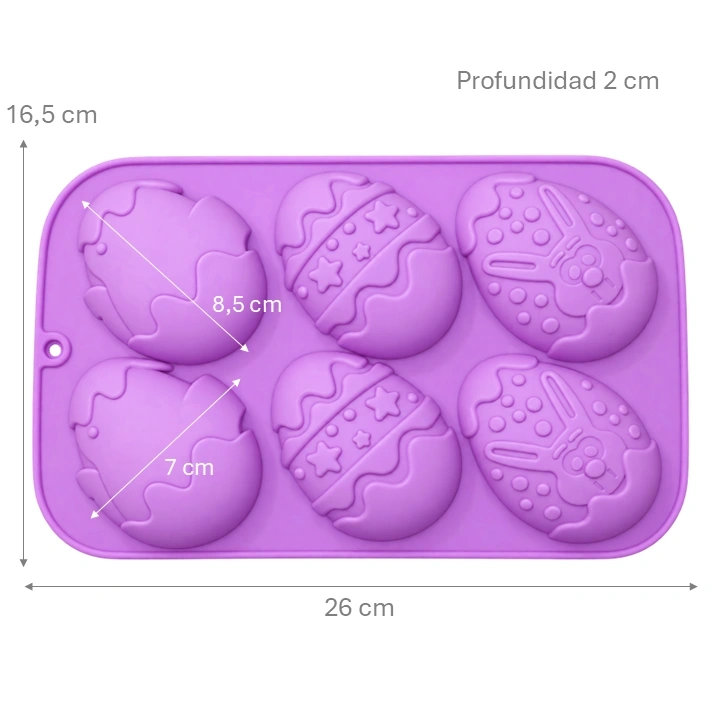 Molde de Silicona Huevos De Pascua Decorados x6 cav Ref. SICM135