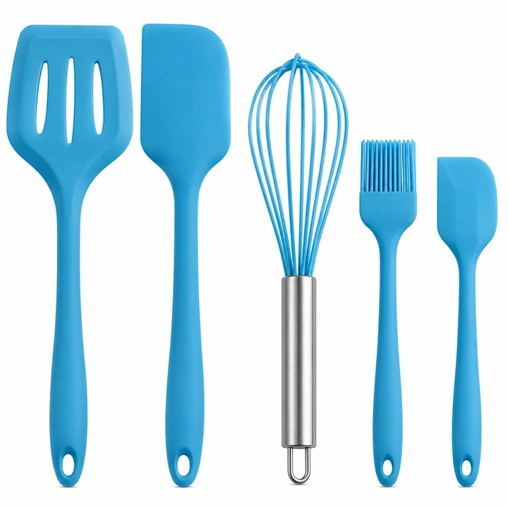 Set de Utensilios de Silicona x5 Azul Ref. SCR-261
