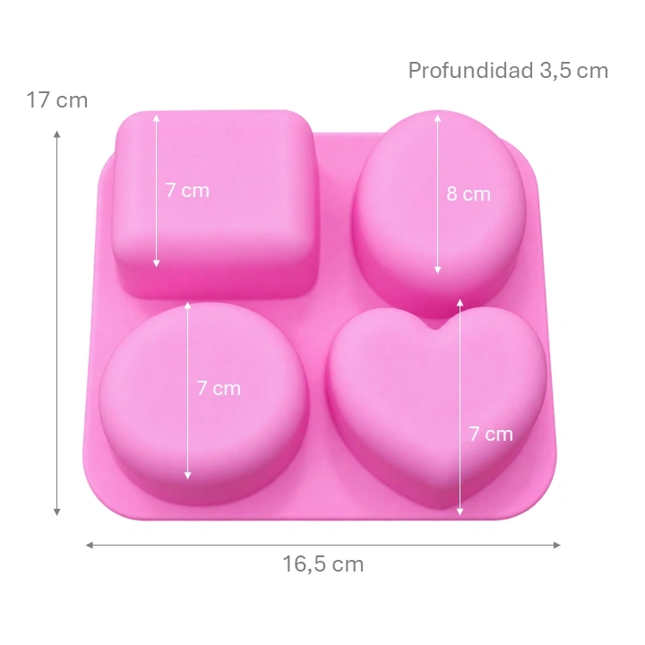 Molde Silicona Formas Geométricas Y Corazón x 4 cav Ref. SICM74