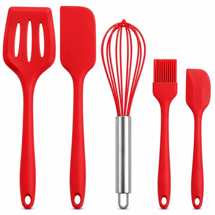 Set de Utensilios de Silicona x5 Rojo Ref. SCR-261