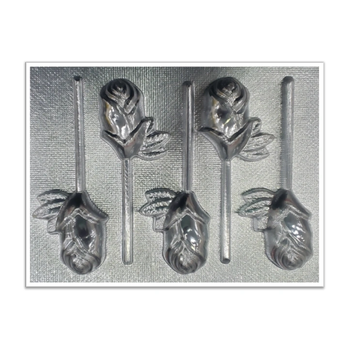 Molde de acetato Paleta rosa con hoja x5cav