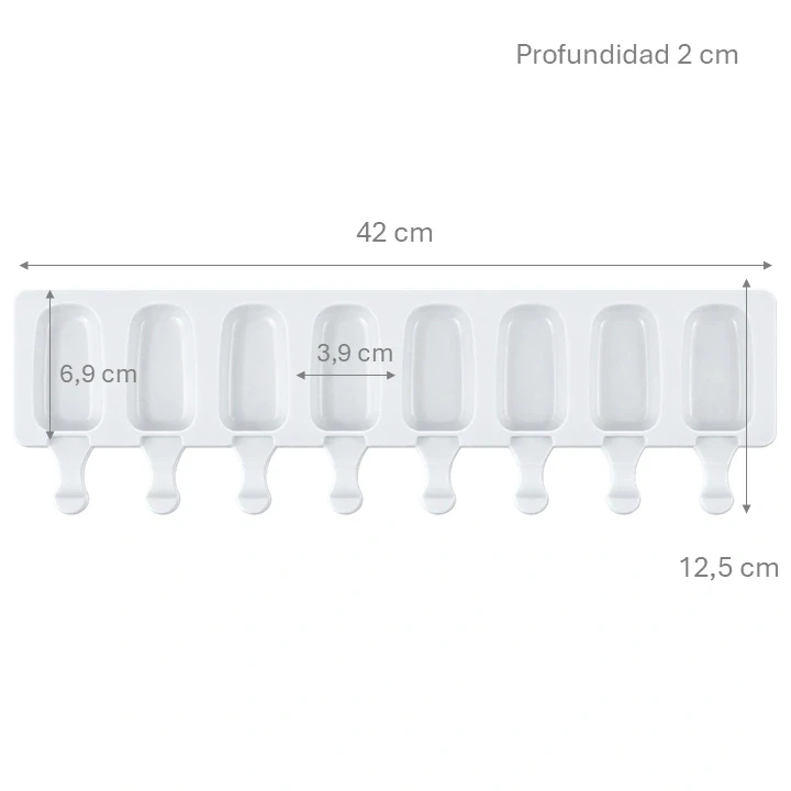 Molde Silicona Paletas x 8 cav Ref. SCR-226