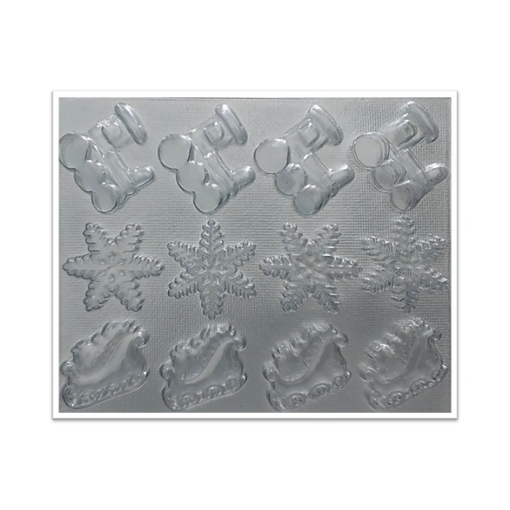 Molde de acetato Trineo, copo de nieve y tren x12cav