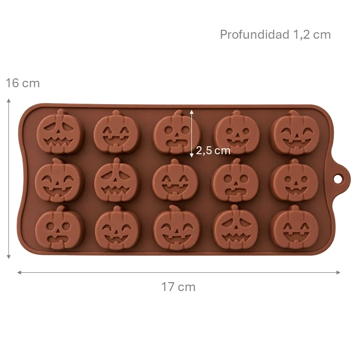 Molde Silicona Choco Calabazas x 15 cav Ref. ORQ4529