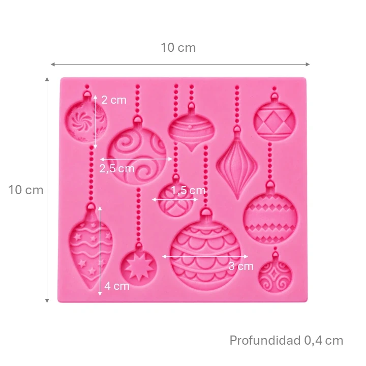 Molde De Silicona Bolas De Navidad Surtidas Ref. COLR24-68 / JSF979