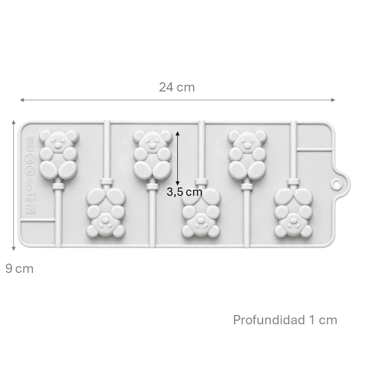 Molde Silicona Paleta Ositos x 6 cav Ref. 25EG-598