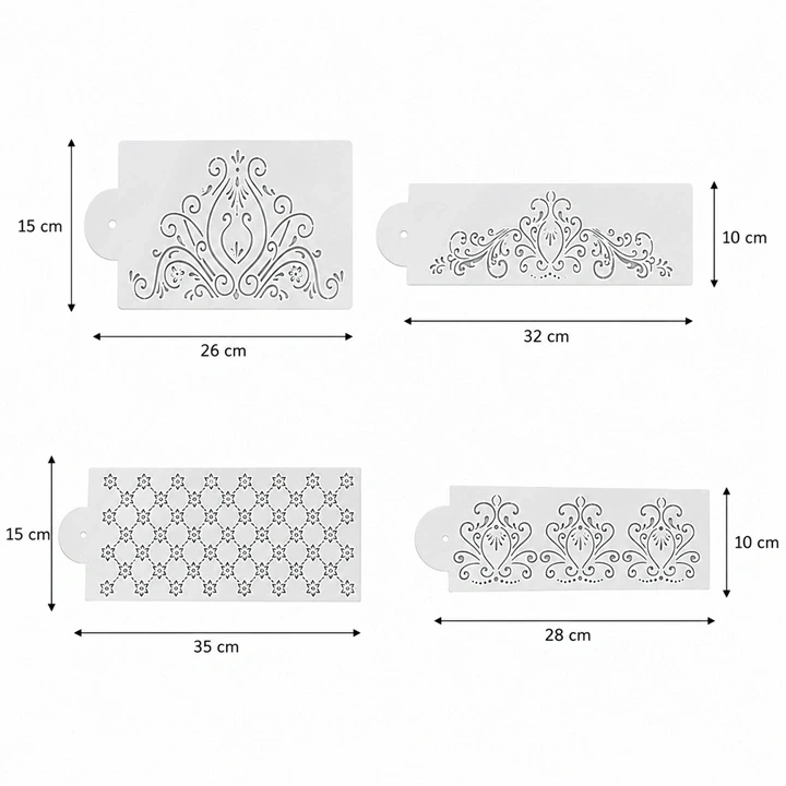 Set de Stencils para Tortas Arabesco Marroquí x 4 Und Ref. SCR-313