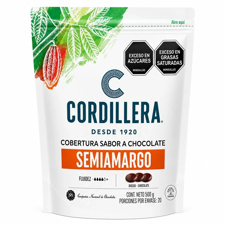 Cobertura de Chocolate Cordillera Semiamarga x 500 g