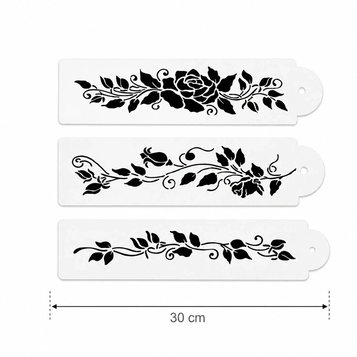 Set de Stencils para Tortas Hojas x 3 Und 30 cm Ref. SCR-315