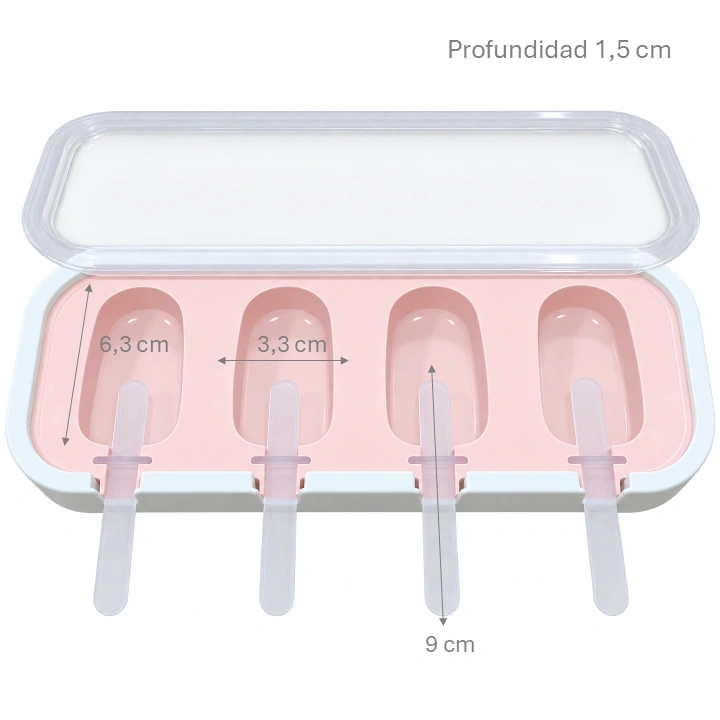 Molde Silicona Con Base Y Tapa Paletas x 4 cav Ref. YH-938
