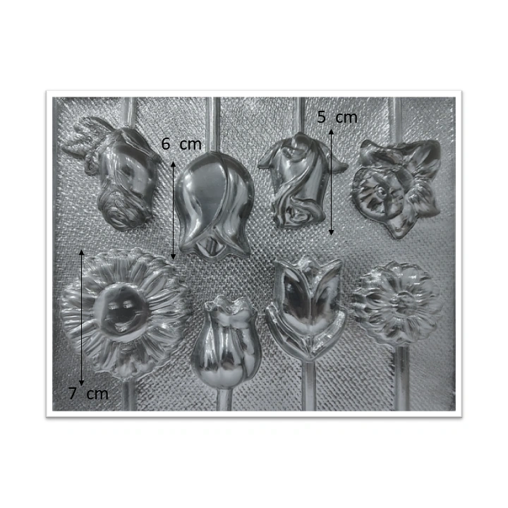 Molde de acetato Paleta flores surtidas x8cav