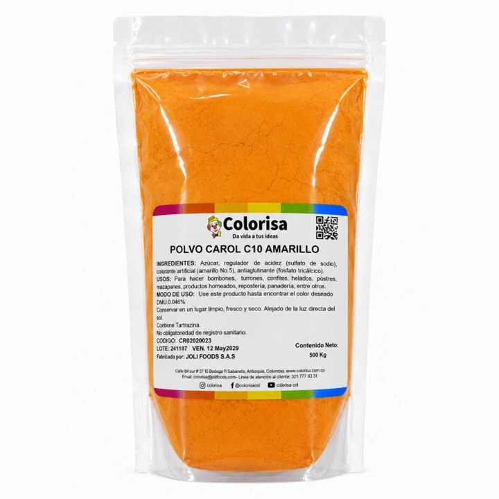 Polvo Carol C10 Amarillo Colorisa x 500 g