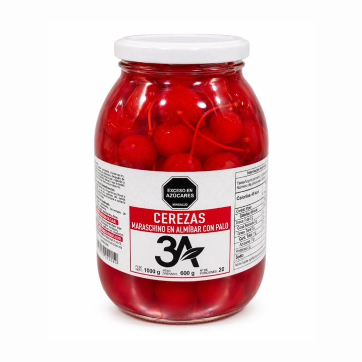 Cerezas Maraschino en Almíbar con Palo 3A x 1 kg