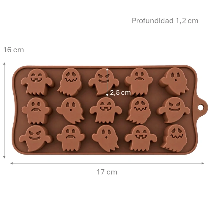 Molde Silicona Choco Fantasmas x 15 cav Ref. ORQ4528