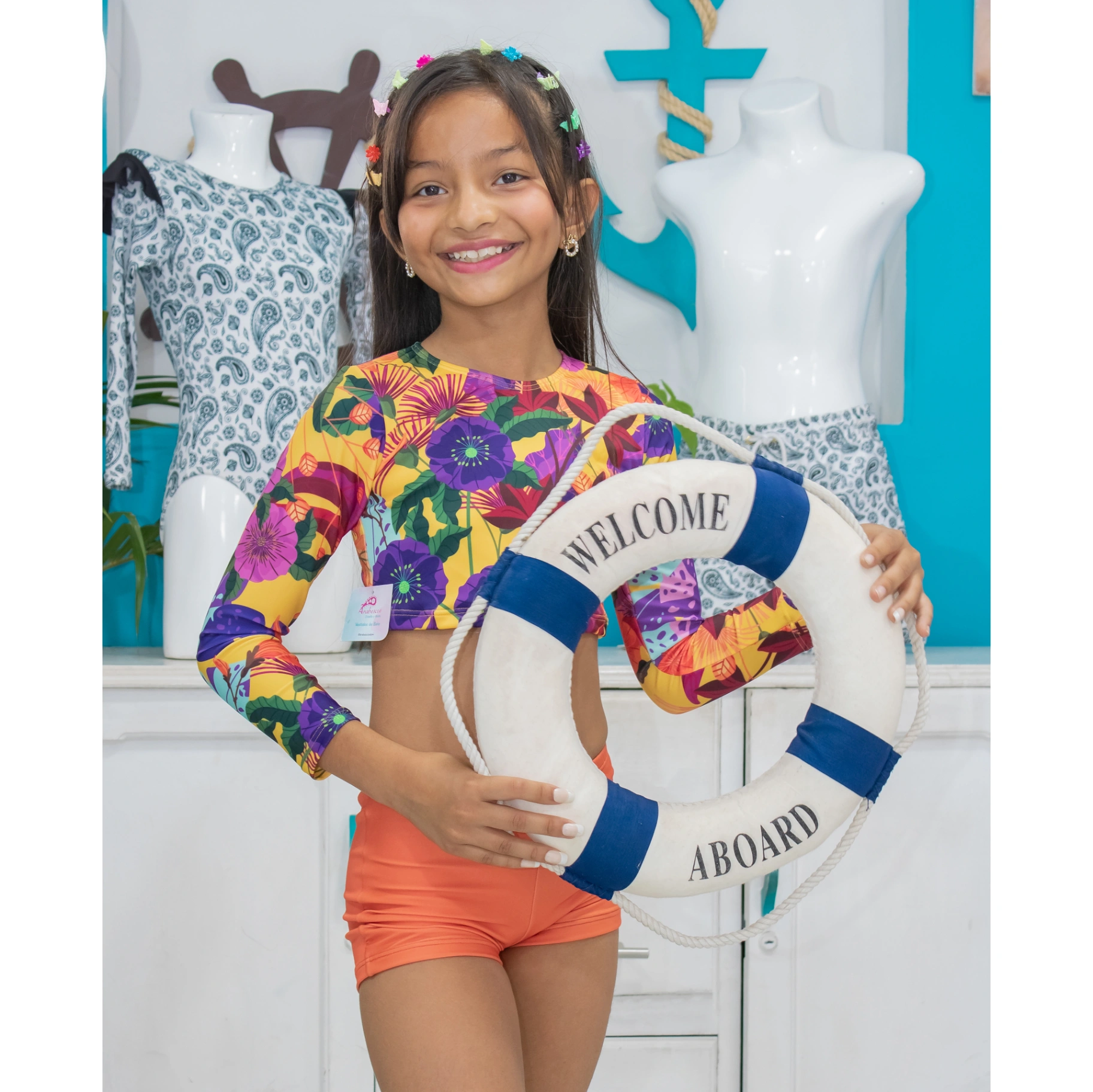 Bikini Infantil Mostaza Flores