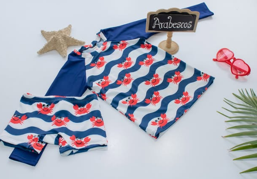 Conjunto Infantil Cangrejos Azul Oscuro