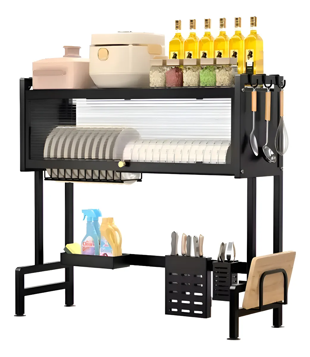 Escurridor De Platos Inoxidable Práctico Y Funcional Negro