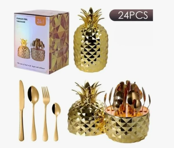 Juego De Cubiertos En Acero X 24 Forma De Piña