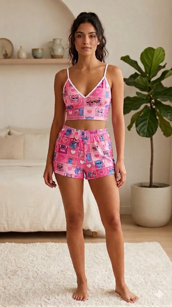 CROPTOP y short stich y angel