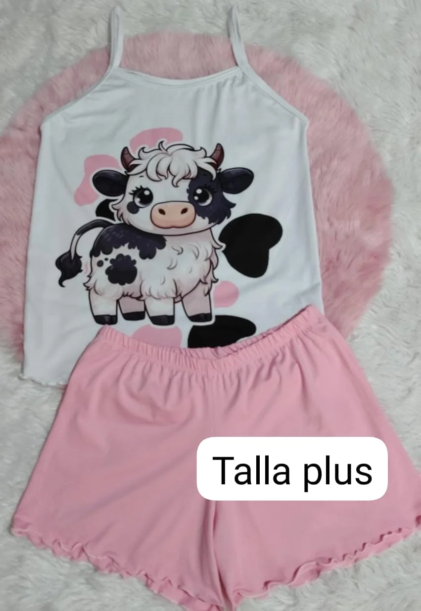 short dama linea economica plus vaca rosada