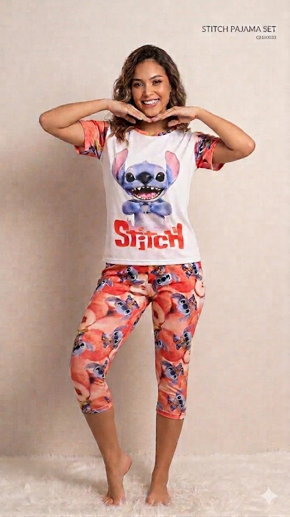 Capri dama con camiseta stich