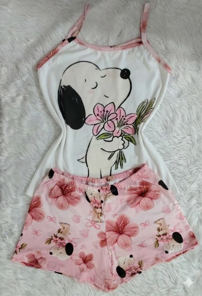 DAMA SHORT BLUSA TIRA SNOOPY