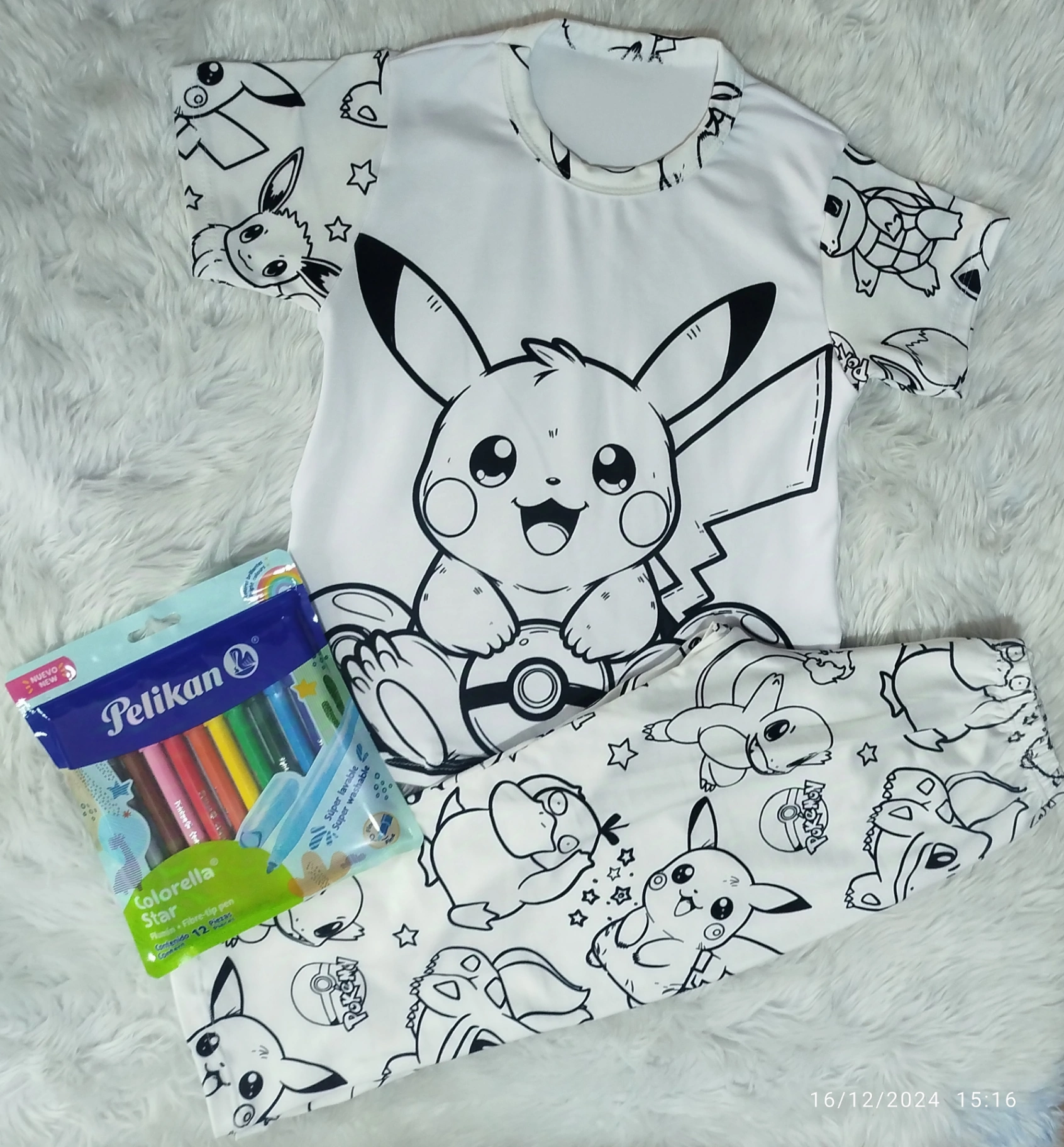 NIÑOS PIJAMA PARA PINTAR - PIKACHU