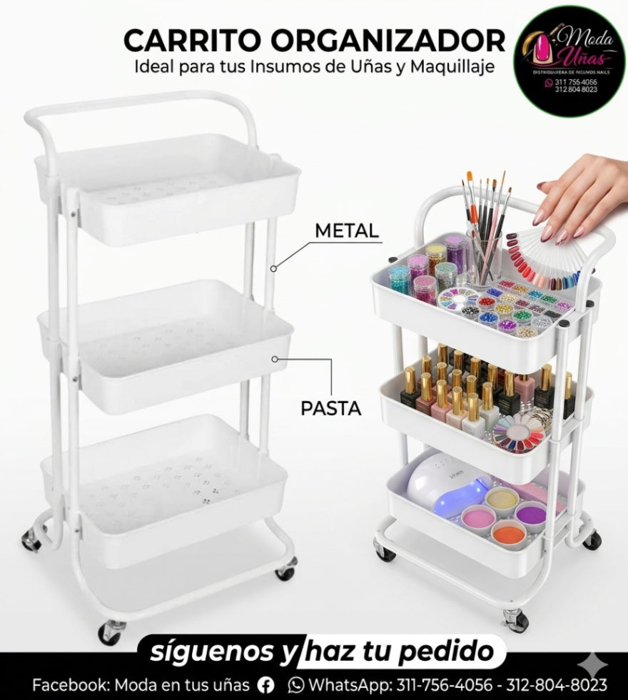Carro Organizador 3 niveles - Pasta Metal